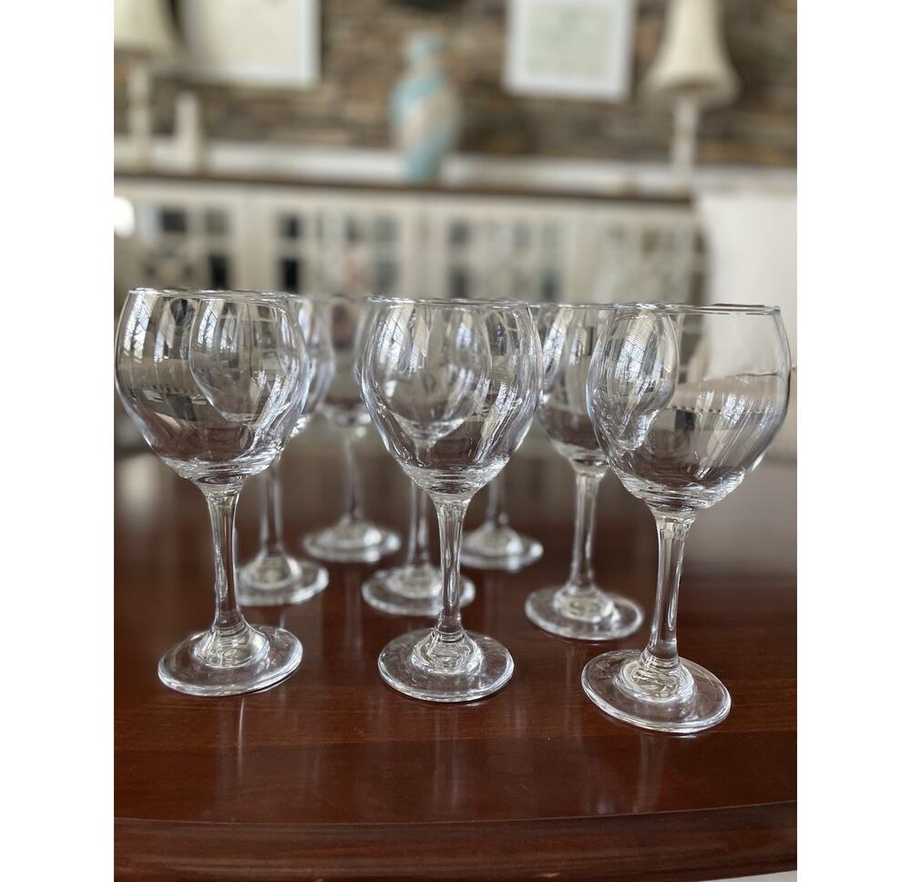 Clear Stemmed Wine or Water Glasses Set of 8 Size 8 Inch Tall
